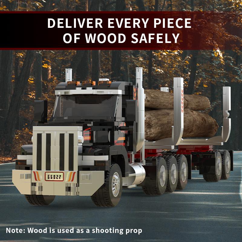 66027 American-Style Timber Truck Tractor Building Blocks Toy Ornaments, Logging Truck Model Assembly, Children'S Holiday Gift