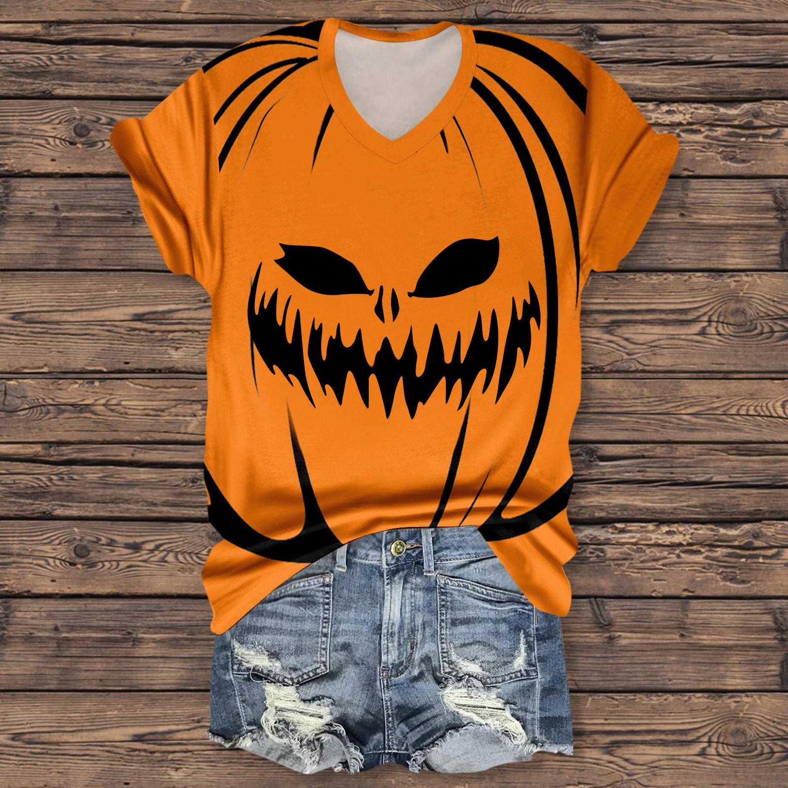 

Женская мода повседневная рубашка с рукавом три четверти и принтом букв на Хэллоуин XXL