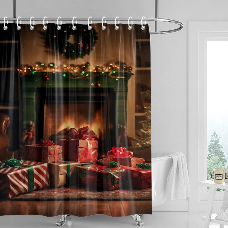 

Украшение дома шторки для душа для ванной водонепроницаемая шторная ткань Современный скандинавский стиль Гостиная С Рождеством зимний 90x180cm
