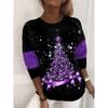 XS-8XL Women's T Shirt Tee Snowflake Sparkly Christmas Tree Christmas Weekend Painting Tee Long Sleeve Print Round Neck Basic