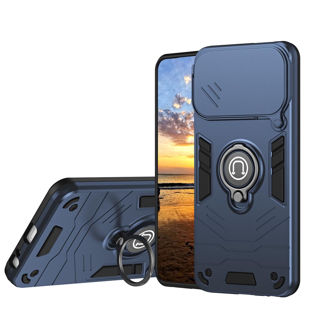 KEYSION Shockproof Armor Case for Infinix Hot 60i 5G Silicone+PC Camera Lens Protection Ring Stand Phone Cover for Hot 60i 5G