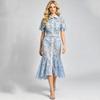 Korte mouw Grote maten kant vintage bloemen nieuw in jurken voor dames casual lange zomerjurk potloodjurk