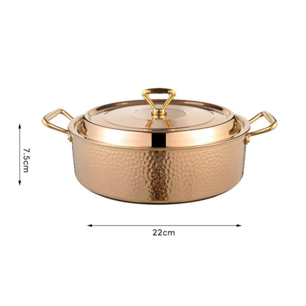 Copper Chafing Dish Hammered Ramen Soup Casserole Pan Lid Multifunctional Even Heating Suitable for