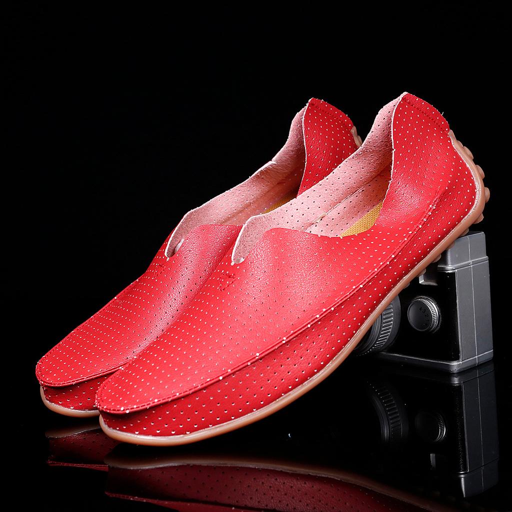 Pánské Boty Ležérní Luxusní Značka Léto Pánské Mokasíny Pravá Kůže Mokasíny Lehké Prodyšné Nazouvací Lodní Boty