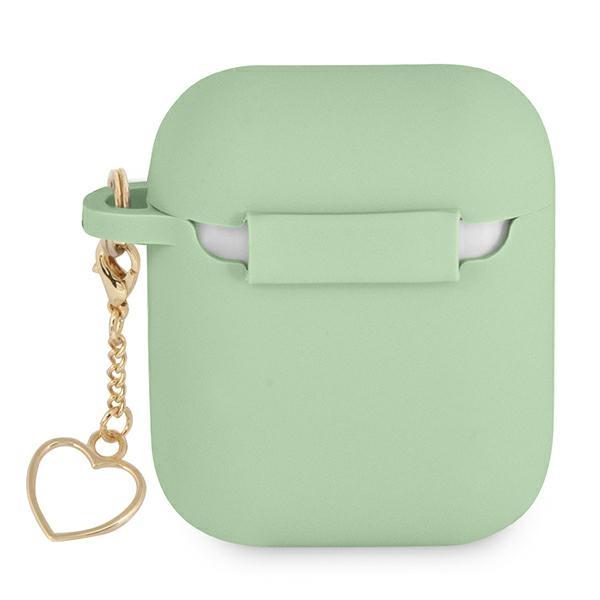Guess Gua2Lschsn Airpods 1/2 Cover Zielony/Green Silicone Charm Heart Collection