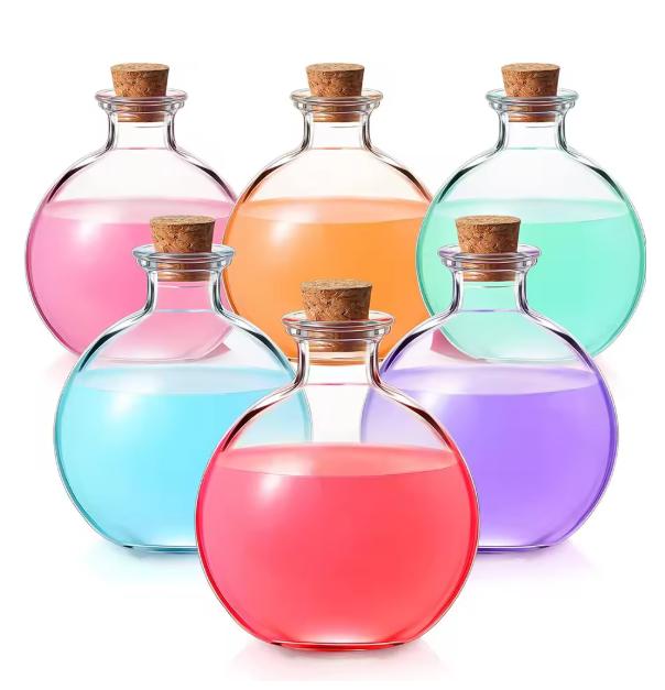 Decorative Glass Bottles with Cork Stoppers,Round Glass Jar aromatherapy container bottles,drift bottles-storage containers jars