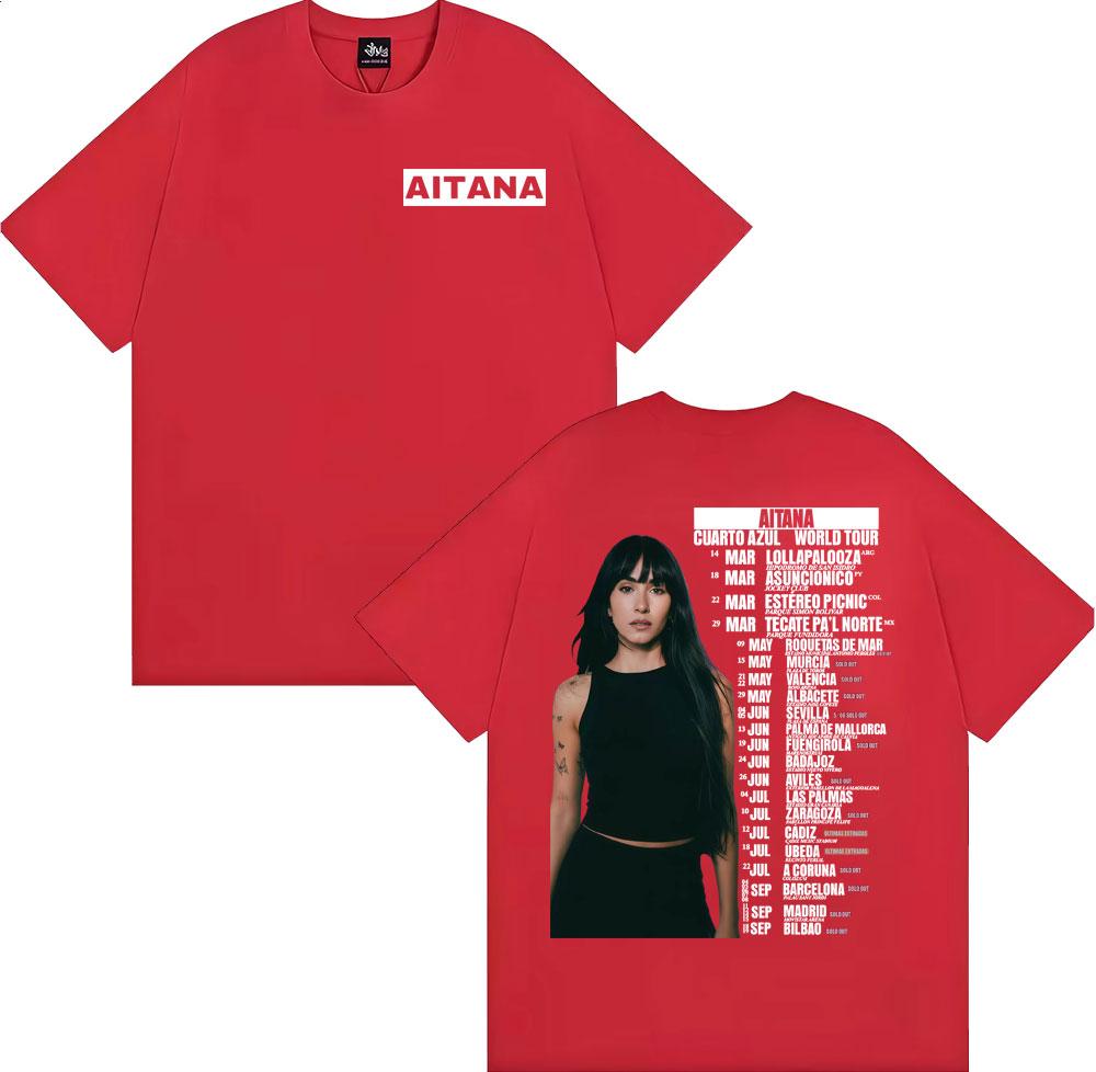 Aitana Cuarto Azul Wdrld Tour 2026 T-Shirts Herren Damen Hip Hop Hipster High Street T-Shirt Lässig 100% Baumwolle Kurzarm T-Shirt