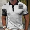 New Men's Polo Shirt Striped Pattern Short Sleeved Top with 3D Color Block Printing Casual Golf Harajuku Polo Shirt