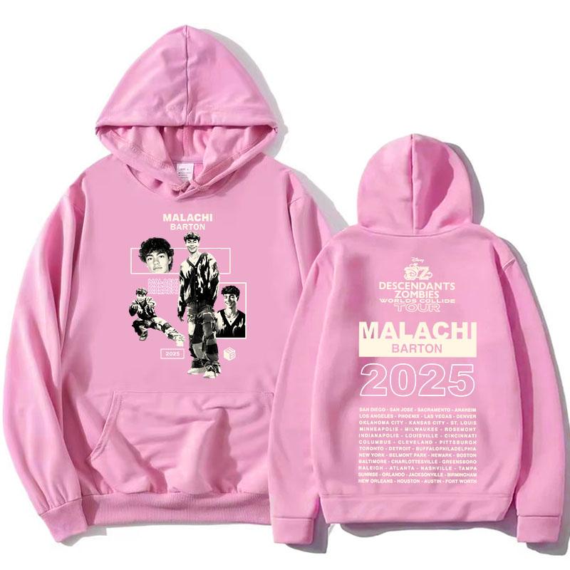 Zzombies Worlds Collide Tour 2025 Hoodies Malachi Barton Actor Graphic Sweatshirts Fashion Long Sleeve Hooded Pullovers Printed