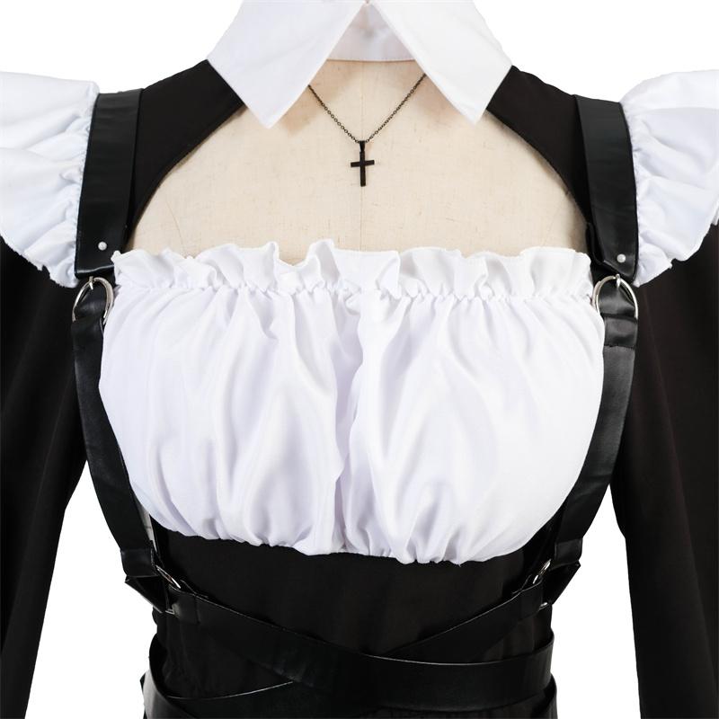 Nun Cosplay Costume Women Fancy Dress Set Halloween Party Roleplay Outfit Adult Nun Dress Black Fancy Cosplay Dress Up