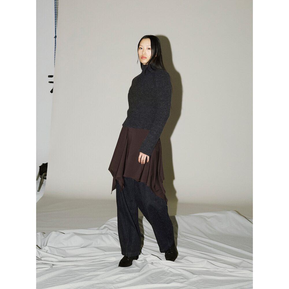 Anggae Petal Jersey Dress Brown