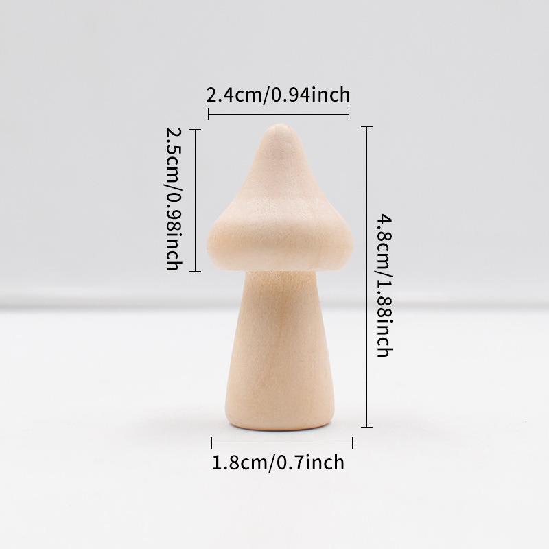 2PCS Unfinished Wooden Mushroom Natural Wood Mushrooms for DIY Crafts and Arts Paint Color Ornaments for Home Decorations