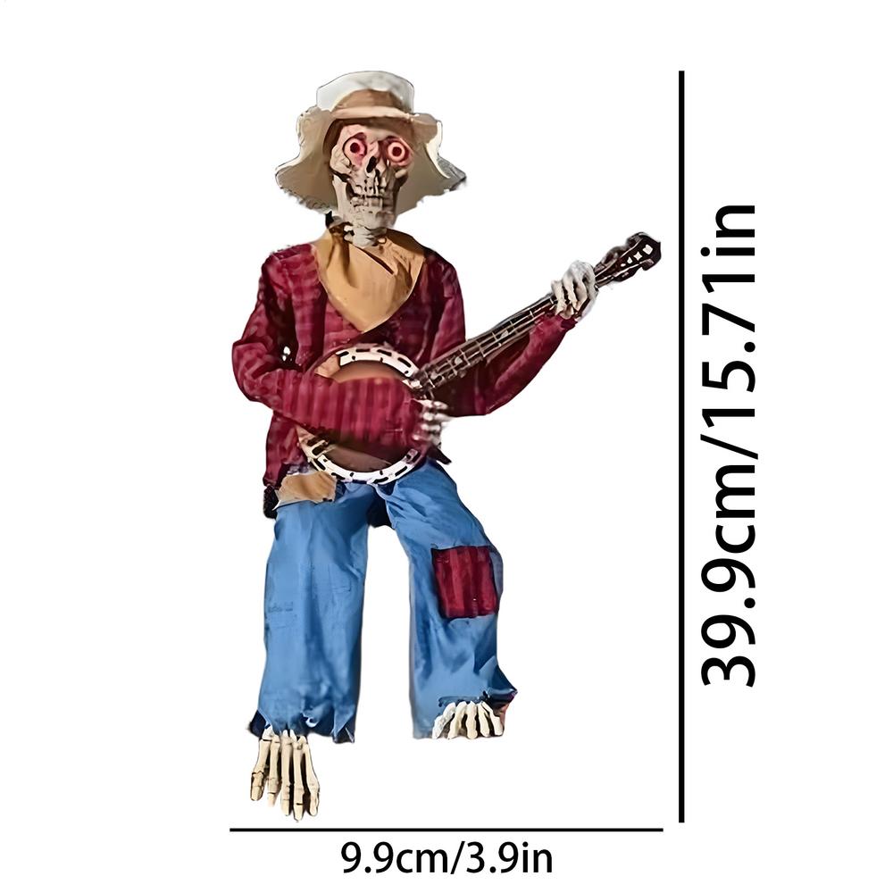 Skeletons For Halloween Halloween Banjo Playing Skeletons Poseable Joints Decor With Glowing Eyes Music For Holiday Garden