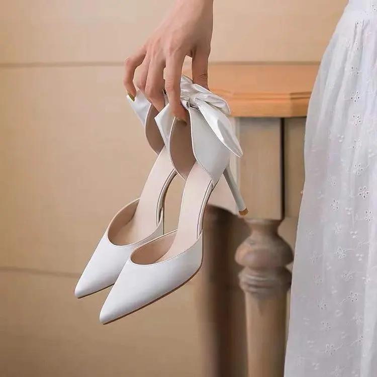 

Женские элегантные туфли на каблуках Женские туфли на высоком каблуке Женские туфли-лодочки Сексуальные туфли на шпильках Свадебные туфли на каблуках для невесты Обувь с бантом Zapatos De Mujer 39