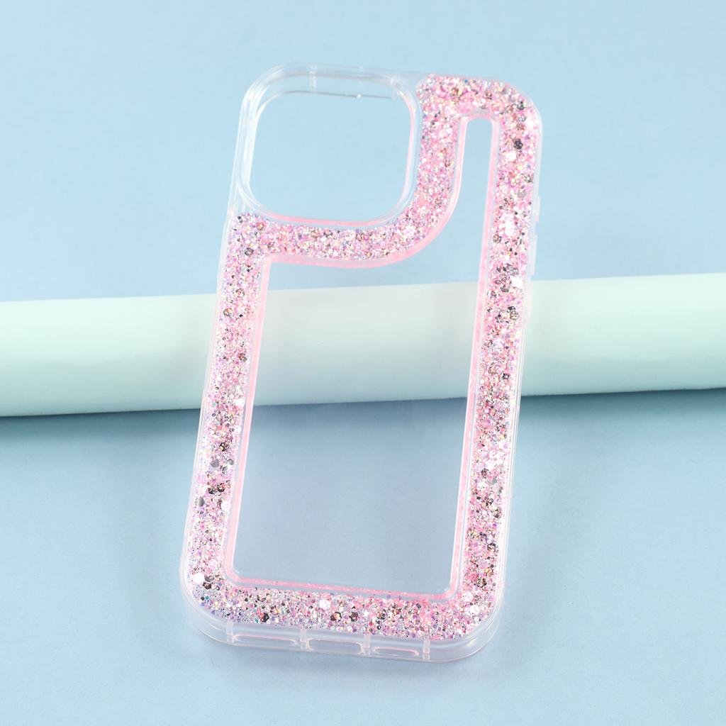 For iPhone 16 Pro Max Case Glitter Epoxy Soft TPU Clear Back Cover