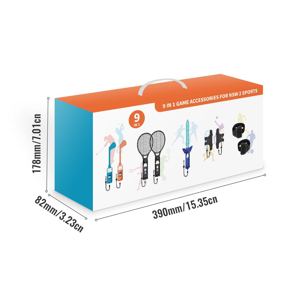 JYS-NS2281 For Nintendo Switch 2 9 In 1 Sports Game Tennis Racket Golf Club Leg Strap Motion Sensing Controller Set