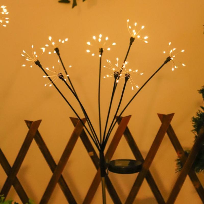 

Solar LED Firework Lawn Lamp Colorful/Warm Color Garden Lights for Courtyard Walkway Garden Outdoor Party Decoration Warm-6 heads