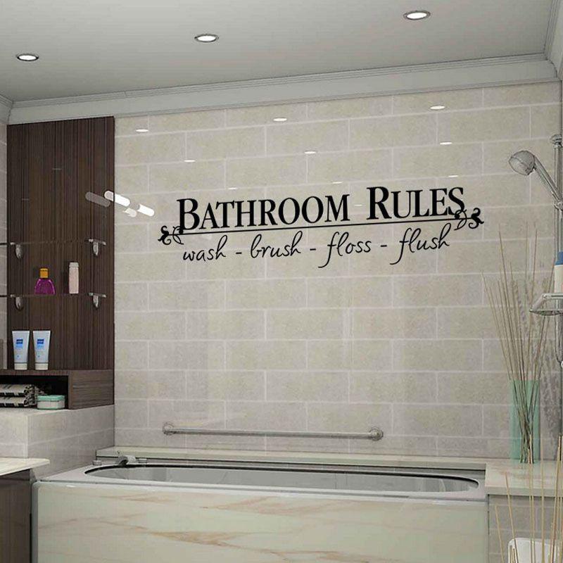 Removable Vinyl Bathroom Rules Art Wall Stickers For Elegant Home And Office Decor