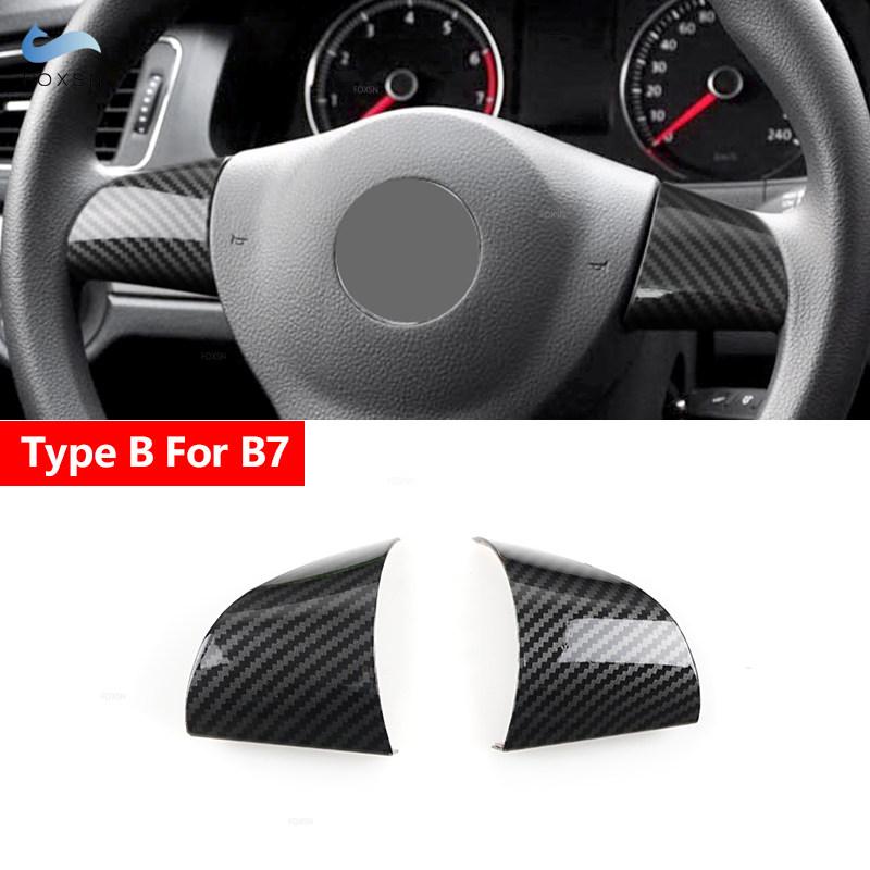 Accessoires de Voiture en ABS Cache-Volant Garniture Pour VW Golf 6 MK6 Passat B7 Jetta Bora CC Tiguan Caddy Touran Motif Fibre de Carbone