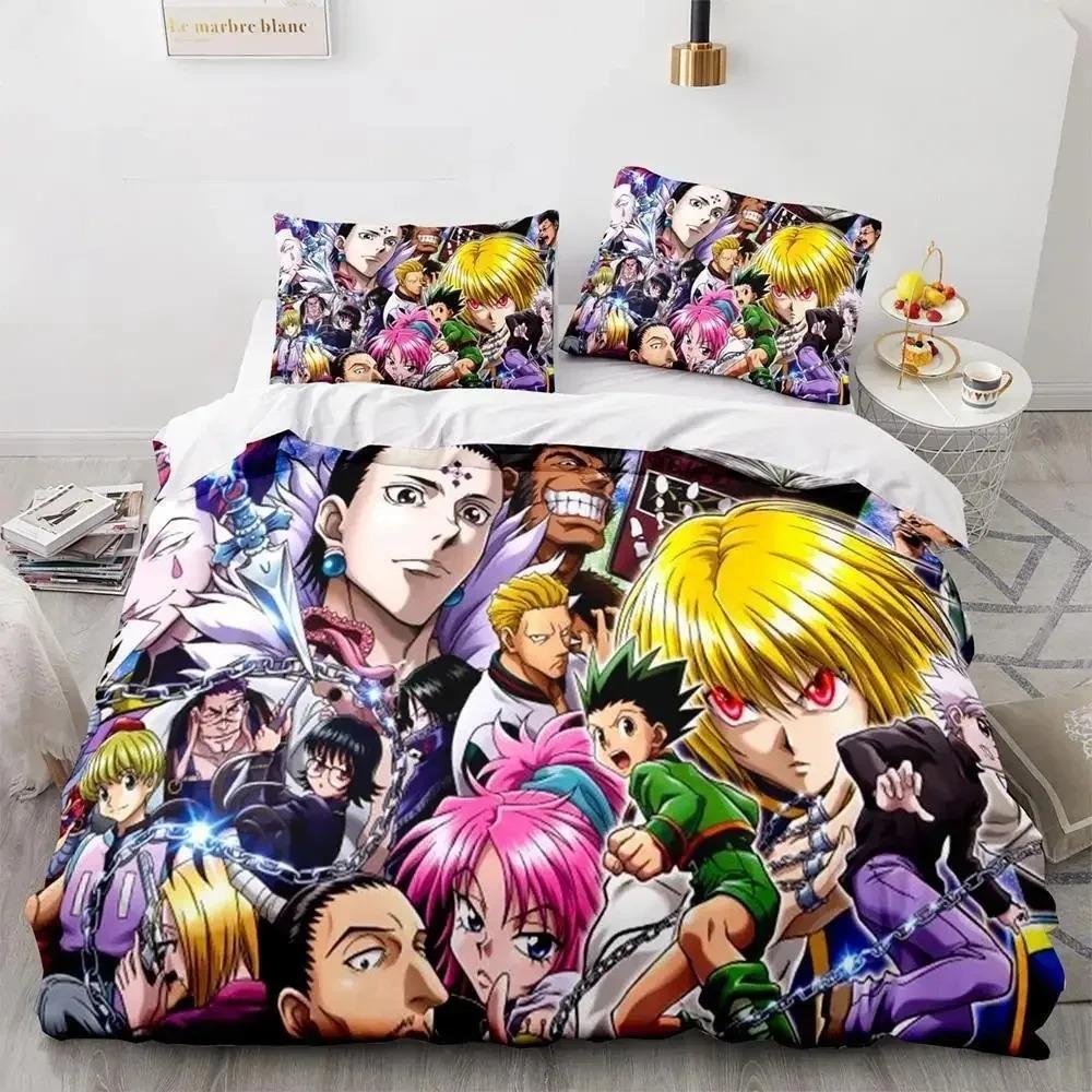 HUNTER×HUNTER Bedding Set Single Twin Full Queen King Size Bed Set Aldult Kid Bedroom Duvetcover Sets Bed Furniture Set Bedroom