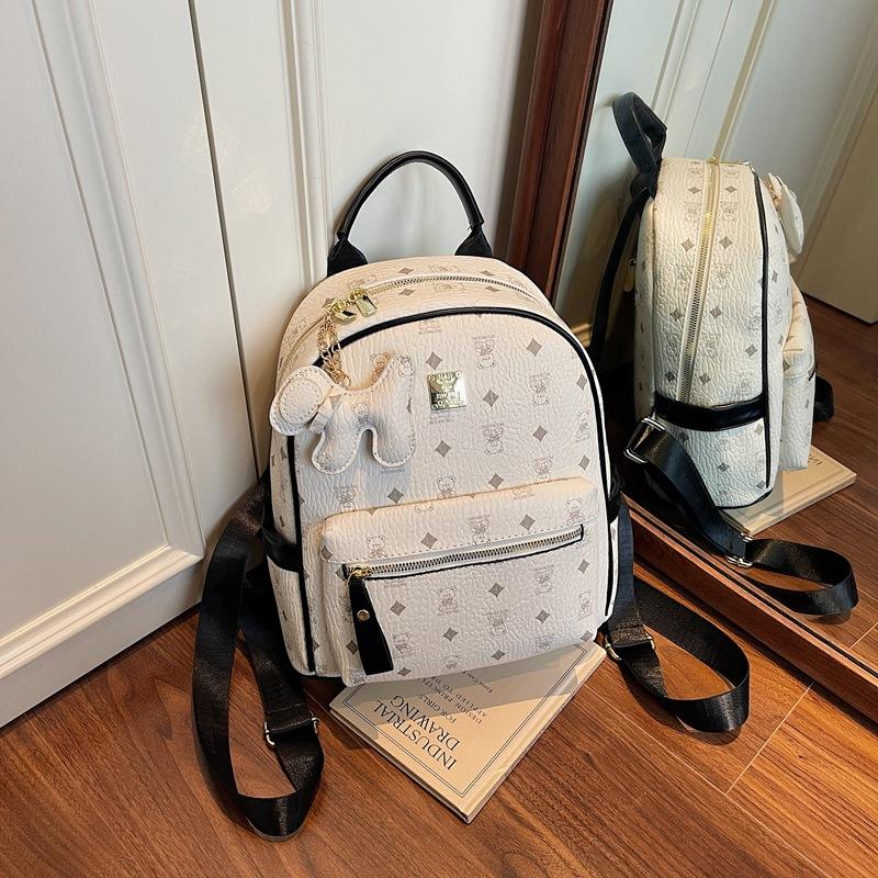 2025 New Large-capacity Backpack Female Cartoon Cute Bear Lady Backpack Korean Version Foreign-style Printed Backpack Tide