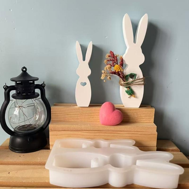 2 Cavities Rabbit Silicone Candle Molds Heat Resistant Silicone Mould for Making Candle Soap Epoxy Resin Home Decoration