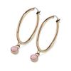 Authorized Dealer Olivia Burton 24100362 Trend Rose Quartz Cabochon Rose Gold Gemstone Hoop Earrings [OLIVIA BURTON] Women's [TREND]