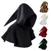 Halloween Cape Hood Medieval Death Hat Solid Color Retro Dark Style Cosplay Costume Stage Show Performance Shawl Cap