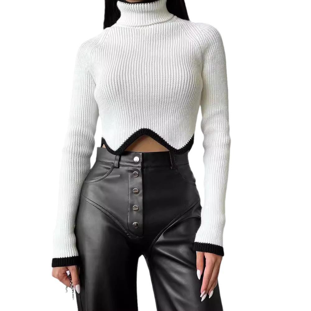 2024 Women's Hot-Selling High-Neck Irregular Hem Slim-Fit Sweater
