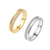925 Sterling Silver GeometrIc 2 Circle Full Zircon Finger Rings for Women Wedding Engagement Party Jewelry Elegant Prom Gift