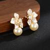 Gentle Hong Kong Style Butterfly Beads Fashion Earrings Three-Dimensional Flowers Exquisite Earrings Temperament Light Luxury High-End Earrings