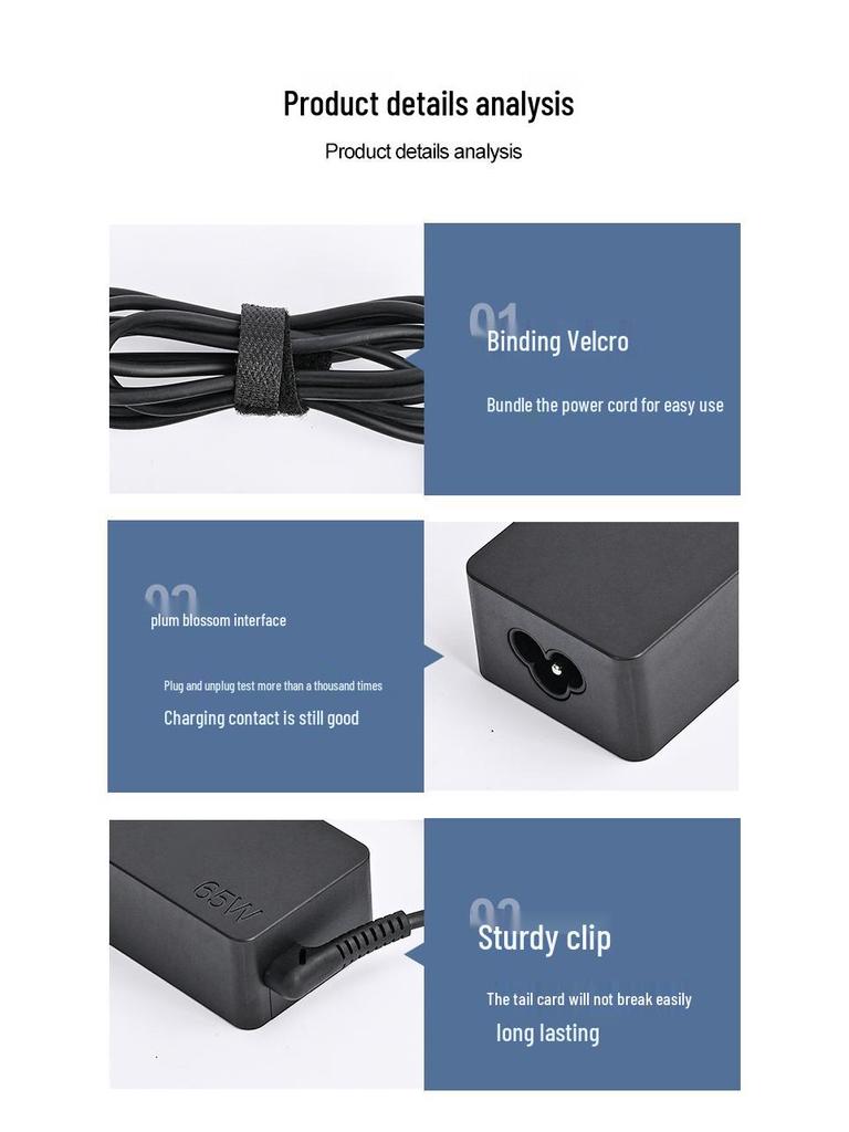 Lenovo 65W USB-C Laptop Power Adapter, 20V 3.25A Low Temperature Solution