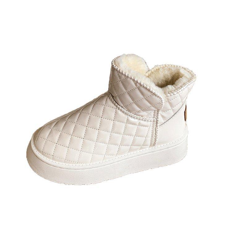 Thick-soled snow boots women's new winter thickened warm glossy waterproof fashionable versatile simple cotton shoes