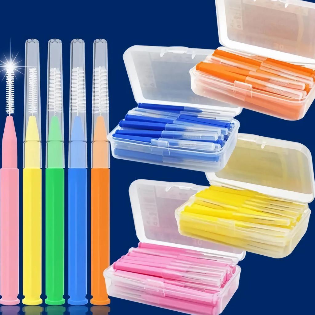 Pencil-style Interdental Brush Oral Interdental Brush I-shaped Straight Bracket Interdental Brush 30pcs/box
