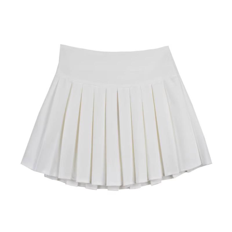 Spring & Autumn 2025 Girls' High-Waist A-line Pleated White Skirt - Size 6 Miniskirt