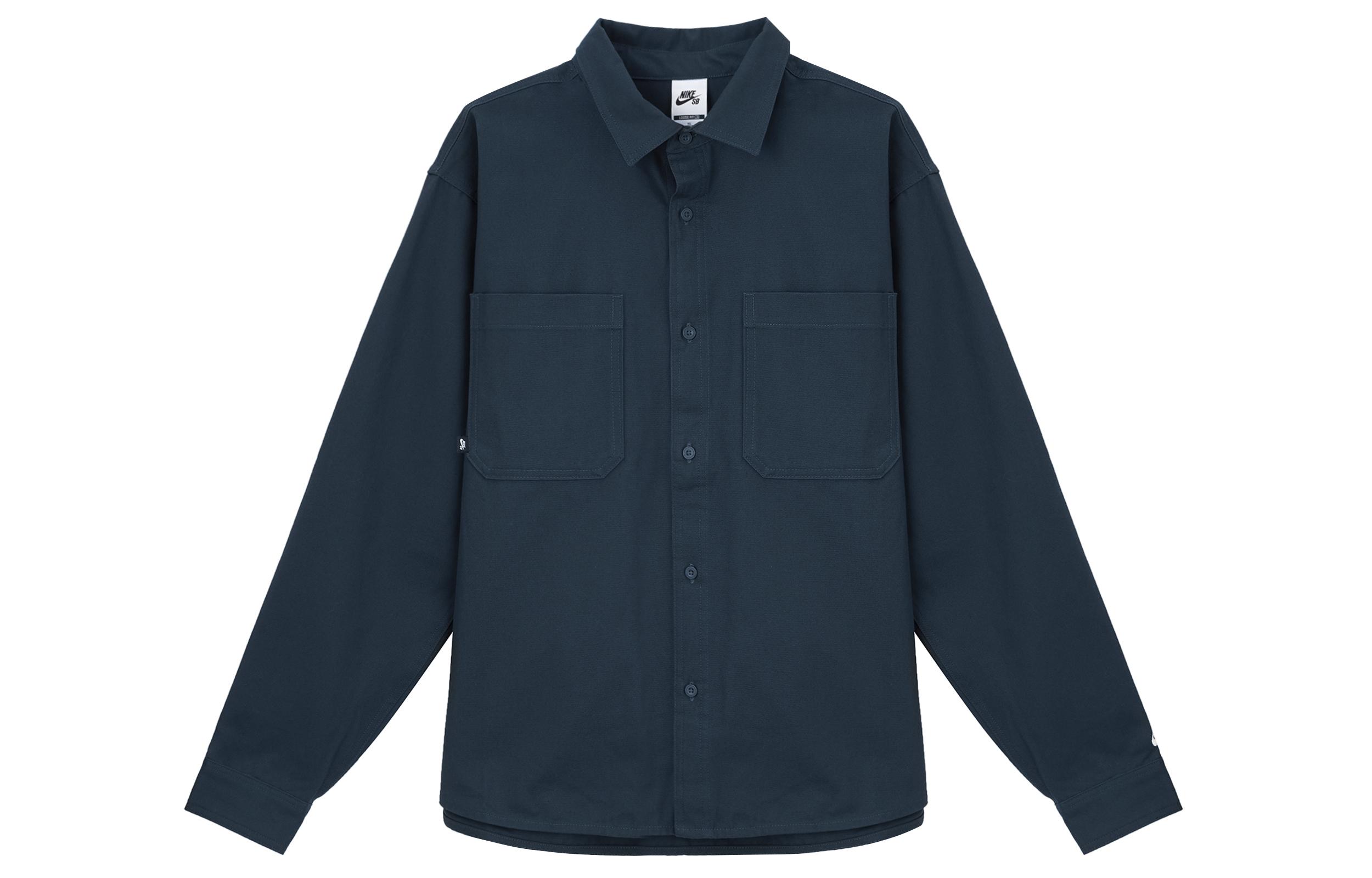 Nike SB Shirts Men s Navy Blue Lapel Moderate FV7346-478 M
