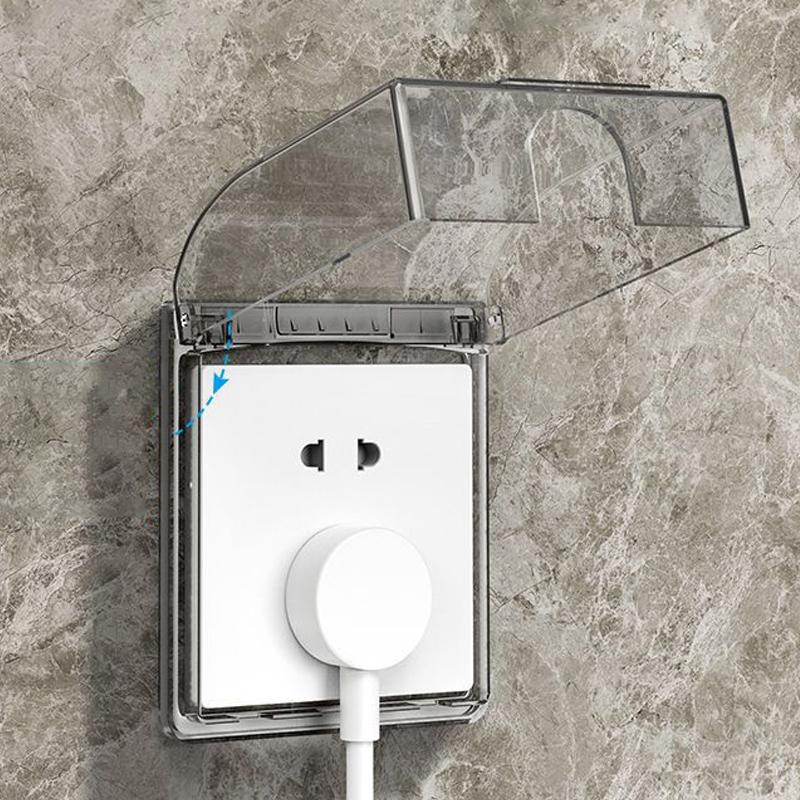 Wall-Mounted Switch Protective Cover Self-Adhesive Enlarged Plastic Socket Waterproof Box 86 Type Electric Plug Cover Bathroom