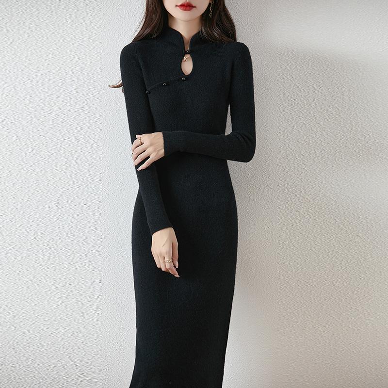 Women Sweater Dress 100% Wool MODERN NEW SAGA Knit Long Pullover Winter Jumpers Wool Long Dress Female