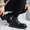 Autumn Martin boots Men's British high-top boots New mid-top leather shoes Black tooling Chelsea short boots