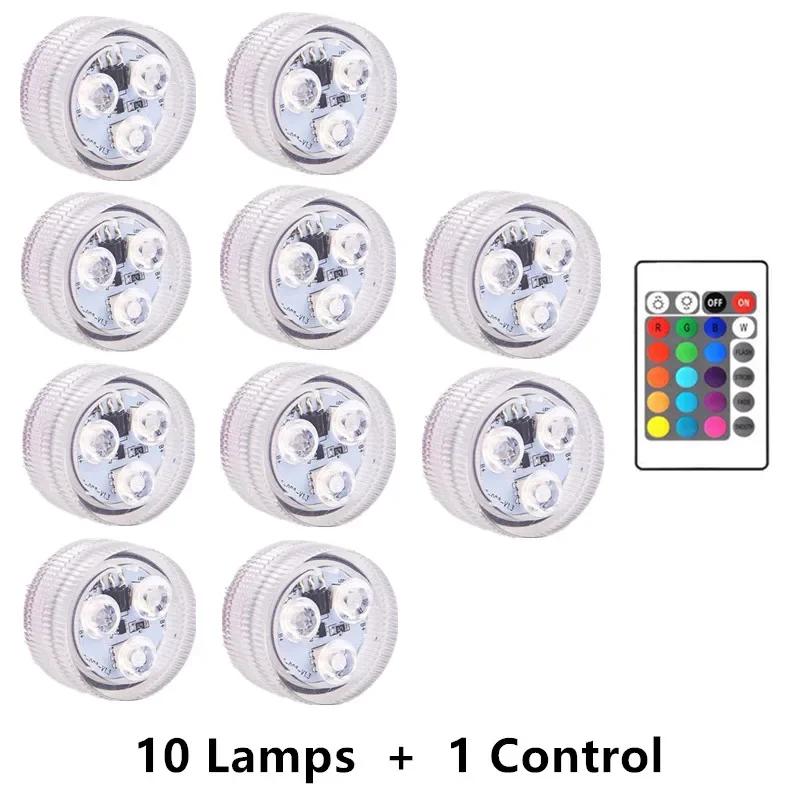 Luci Sottomarine 3LED Luci Sommergibili per Piscina con Telecomando Luce per Piscina Sottomarina Lampada Notturna a Colori Cambianti