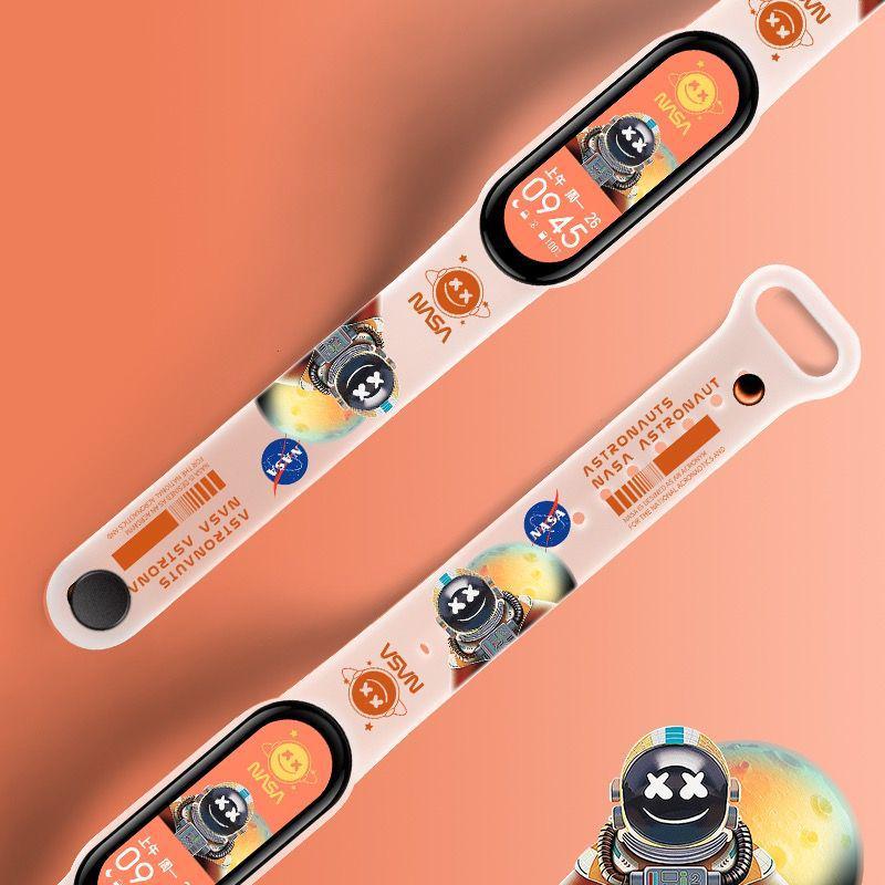 Translucent Orange NASA Cartoon Rechargeable Sport Watch with Pedometer, Vibration Alarm, and Heart Rate Monitor