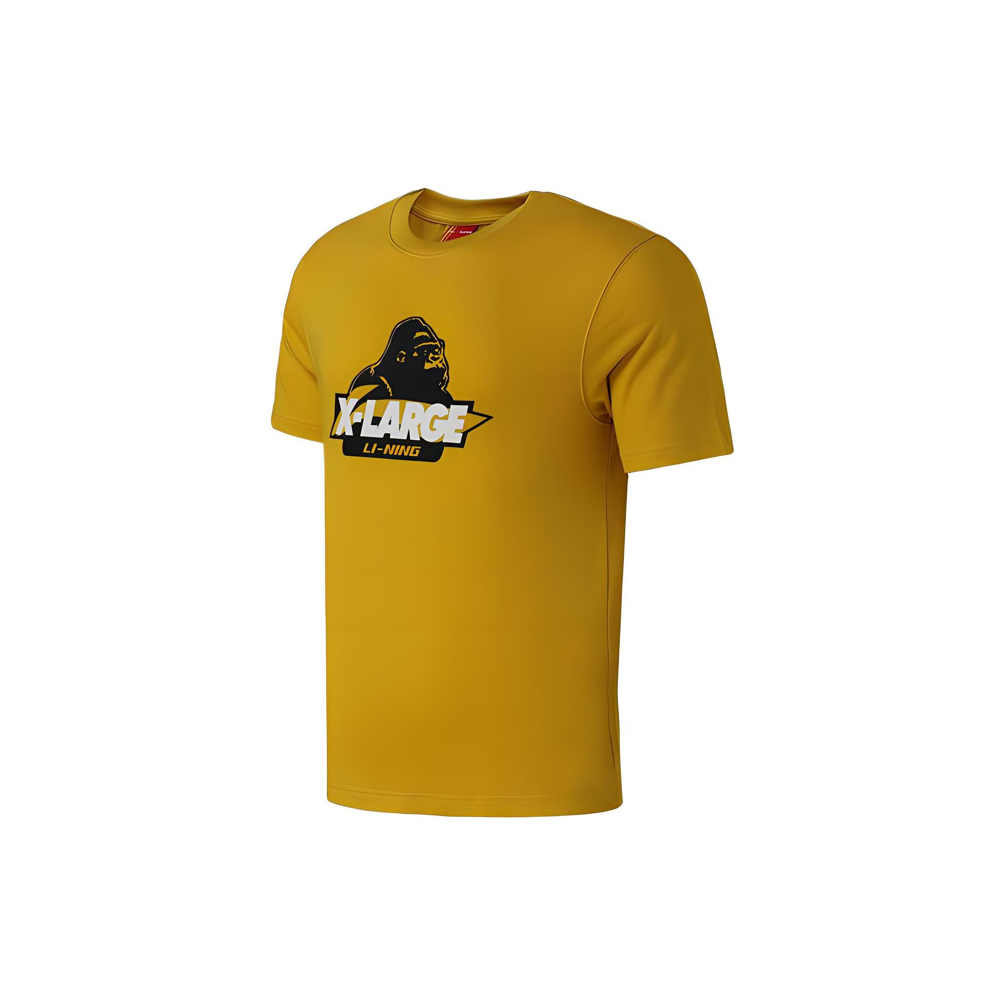 Li Ning X XLARGE T Shirts Men s Yellow Crew Neck Moderate Straight Fit AHSN951-3 M