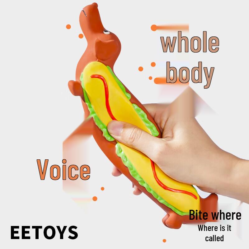 EETOYS Hot Dog Latexová pískací hračka pro psa