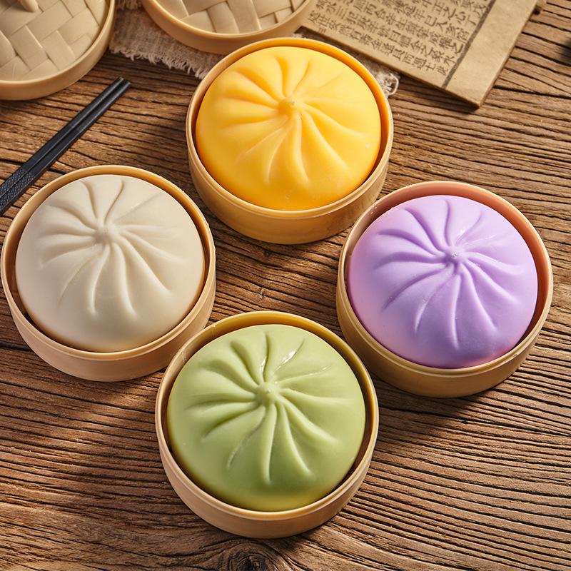 Simulation Steamed Bun Squishy Toy Slow Rebound Soft Pinch Stress Relief Decompression Toy For Home Office Desktop Decor Gifts