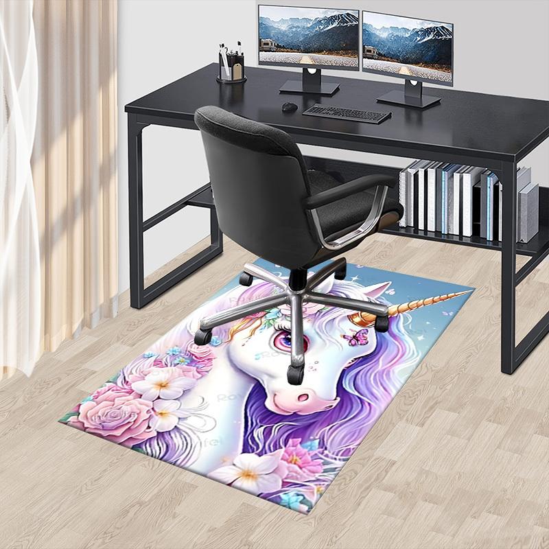 1pc Unicorn Flowers Carpet Anti Slip Polyester Floor Mat for office.Bedroom