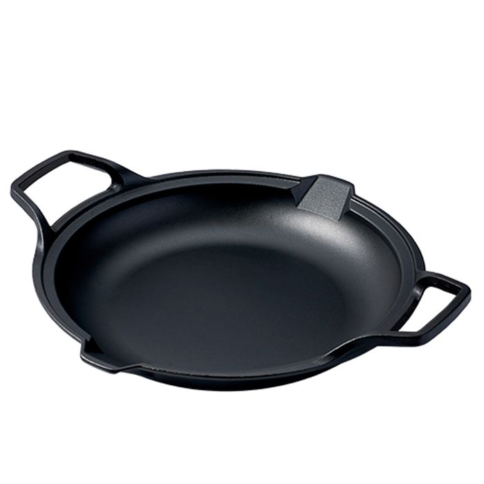 Poêle à Paella en Fonte Assaisonnée Induction 33cm pour le Feu, Barbecue, Four Victoria Signature Classic 32722 Noir