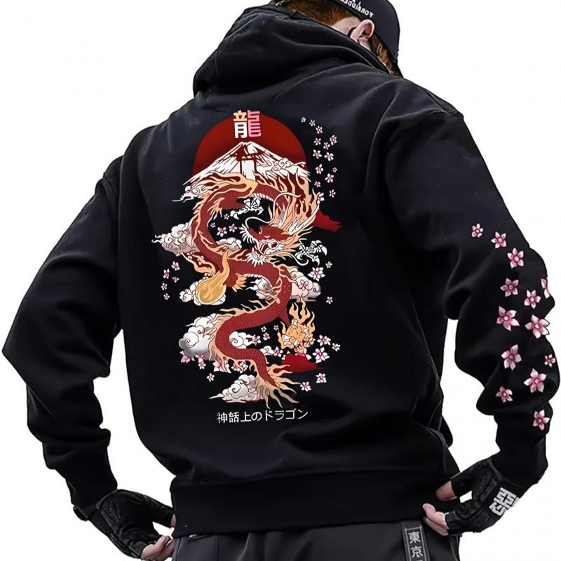 Mens Los Angeles Print Hoodie Casual Loose Fit Long Sleeve Sweatshirt