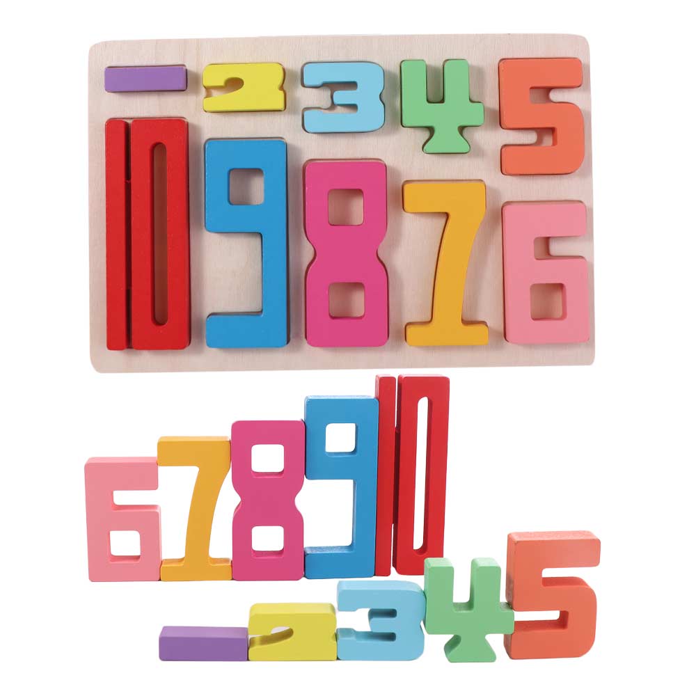 Wooden 3D Digital Puzzle Large Particle Stacking Blocks Creative Digital Building Blocks Kids Gift