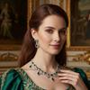 Emerald Green Necklace French Retro High-end Super Shiny Exquisite Rhinestone High-end Sense Earrings and Necklace Set