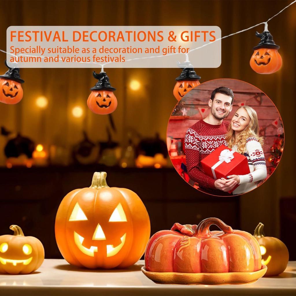 Butter Dish Pumpkin Snack Tray Halloween Butter Dish With Lid For Kitchen Dining Room Fall Centerpiece Thanksgiving Dinner